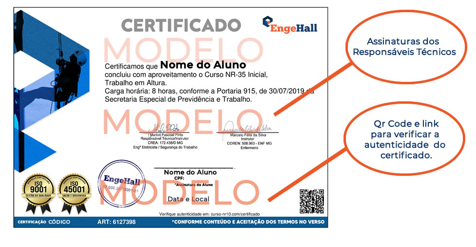 certificado curso nr 35 modelo Engehall